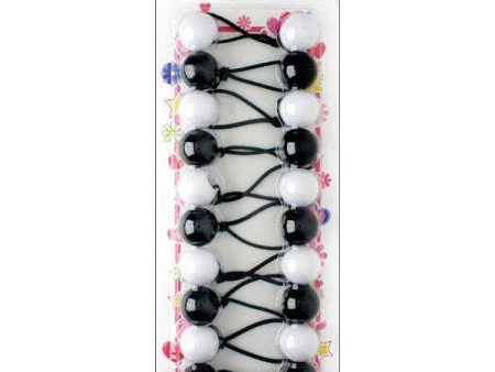 Joy Twin Beads Ponytailers 10Ct Black & White Supply