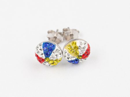 Summer Beach Ball Crystal Silver Stud Earrings Online Hot Sale