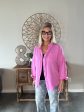 Double Gauze Oversized Raw Edge Shirt-Bright Mauve Sale