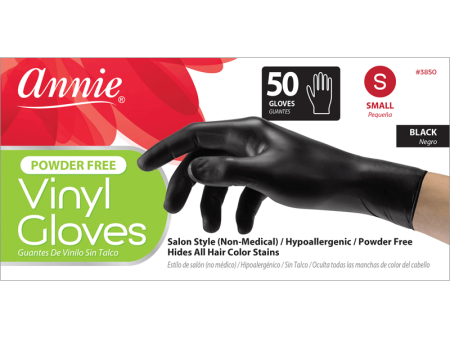 Annie Black Powder Free Vinyl Gloves 50ct Online now