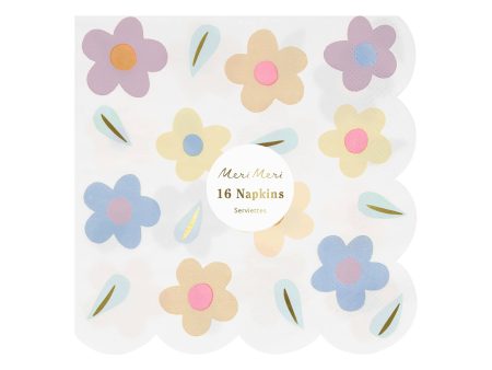 Meri Meri Happy Flowers Large Napkins (Pack of 16) Discount