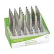 Almine Etched Mirror Polished Tweezers 24ct Asst Tip Display Set Supply