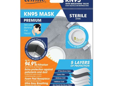 Annie KN95 3D Mask with Breathing Valve & Carbon in Gray For Cheap