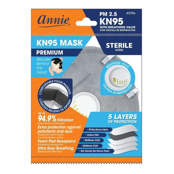 Annie KN95 3D Mask with Breathing Valve & Carbon in Gray For Cheap