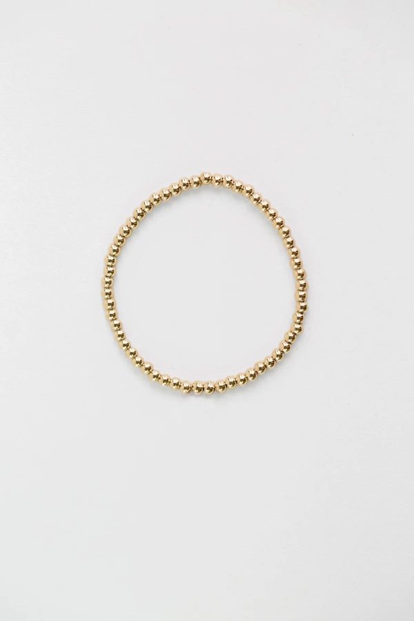 3mm Round Gold Beaded Sterling Silver Bracelet Online Hot Sale