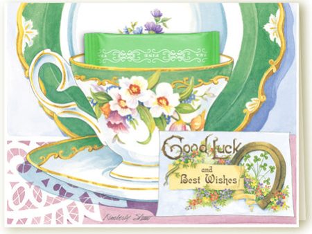 Card  Good Luck Teacup  with Teabag Discount