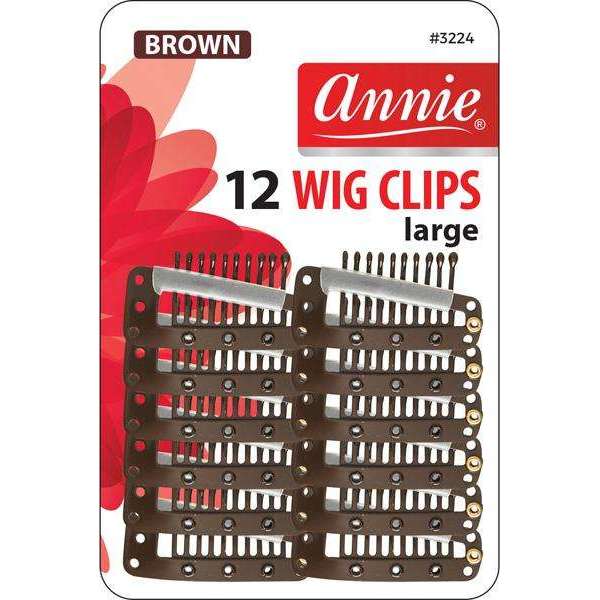 Annie Wig Clips Large 12Ct Brown Sale