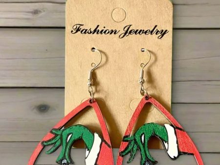 Grinch Wood Earrings Sale