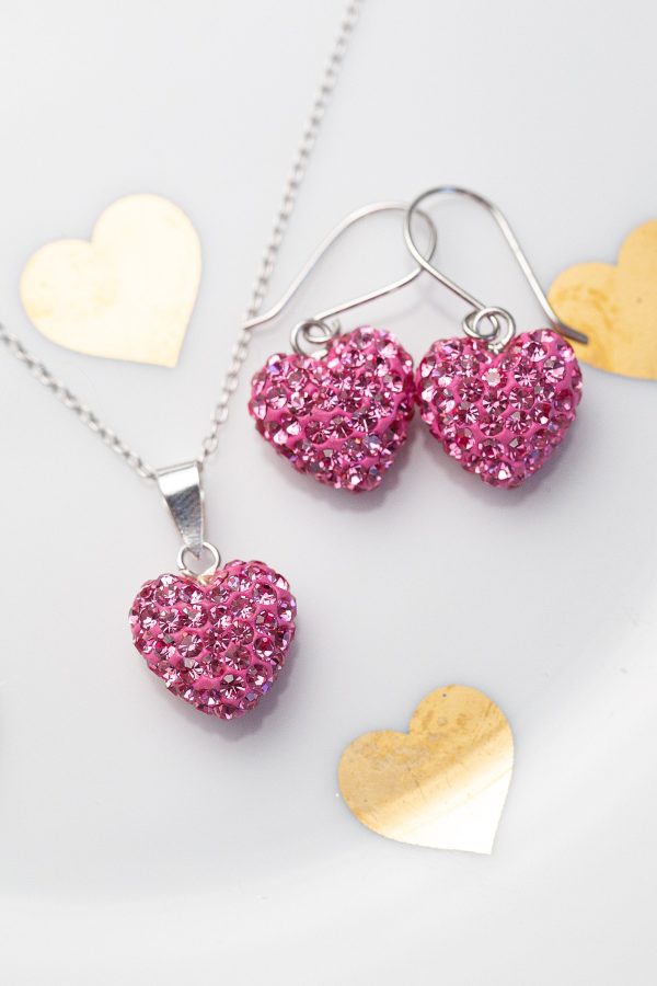 Mini All Over Crystal Pave Heart Silver Earrings Online now