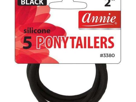 Annie Silicone Ponytailers 5ct Black Fashion