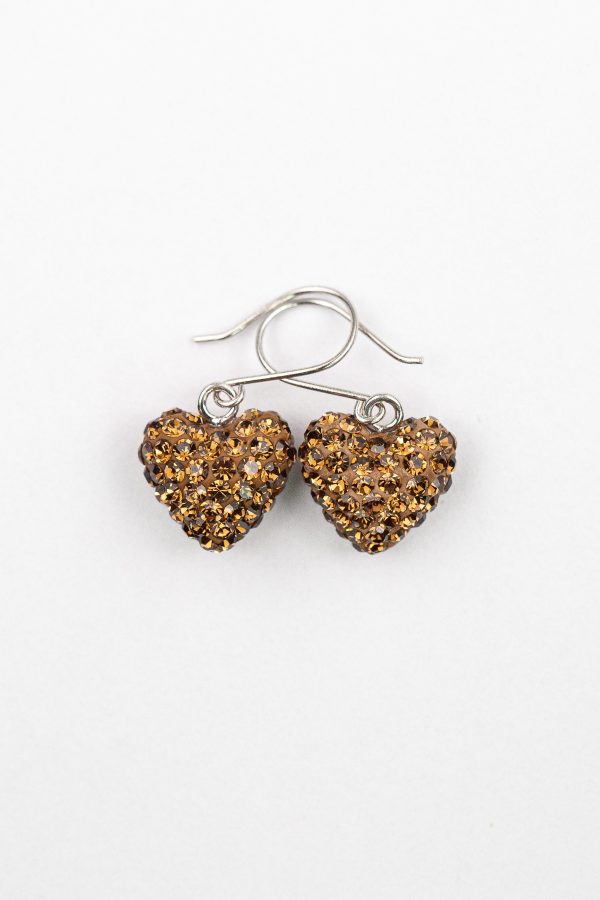 Mini All Over Crystal Pave Heart Silver Earrings Online now