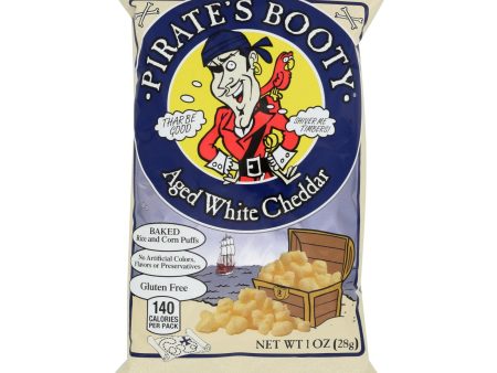 Pirate s Booty Aged White Cheddar Baked Rice And Corn Puffs  - Case Of 24 - 1 Oz on Sale