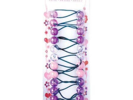 Joy Twin Bead Ponytailers 12ct Asst Purple Sale