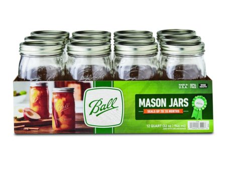 Ball Canning Wide Mouth Quart With Lid - Case Of 1 - 12 Count For Sale