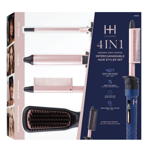 Hot & Hotter 4 in 1 Ceramic lonic Digital Interchangeable Hair Styler Supply