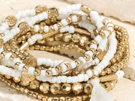 12 Strand Stretch Bracelet Set-White Cheap