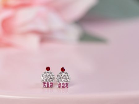 Cupcake Crystal Pave Silver Stud Earrings Sale