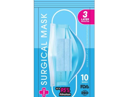 Almine 3-Ply Face Mask One Size 10ct Light Blue For Discount