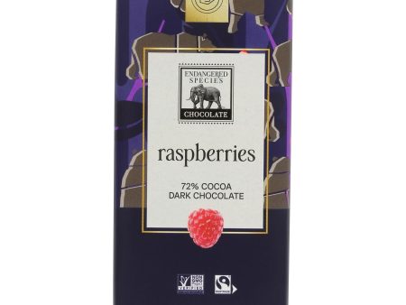 Endangered Species Natural Chocolate Bars - Dark Chocolate - 72 Percent Cocoa - Raspberries - 3 Oz Bars - Case Of 12 Cheap