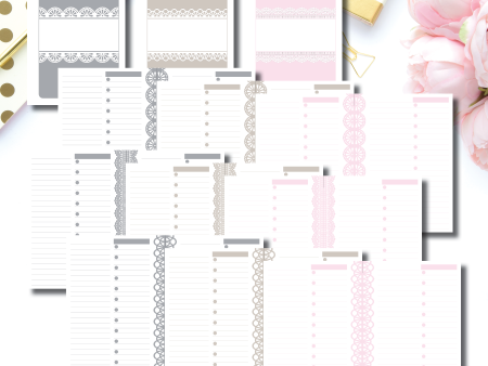 A5 Wide Rings Size | Lace Productivity Notes Printable Insert Supply