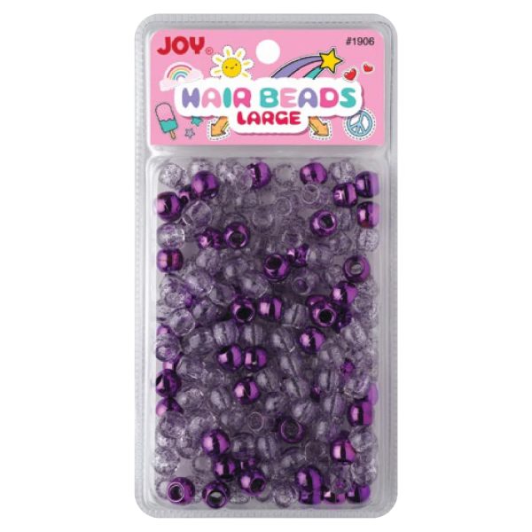 Joy Large Hair Beads 240ct Purple Metallic & Glitter Fashion