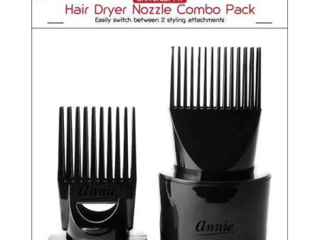 Annie Universal Fit Hair Dryer Nozzle Combo Pack Black Hot on Sale