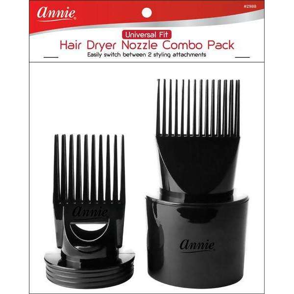 Annie Universal Fit Hair Dryer Nozzle Combo Pack Black Hot on Sale