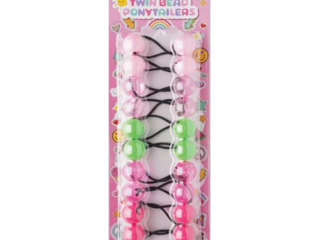 Joy Twin Bead Ponytailers 10ct Clear Green, Pink, Purple Fashion