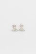 Crystal Triangle Pave Sterling Silver Stud Earrings Fashion