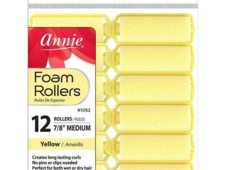 Annie Foam Rollers Medium 12Ct Yellow Sale