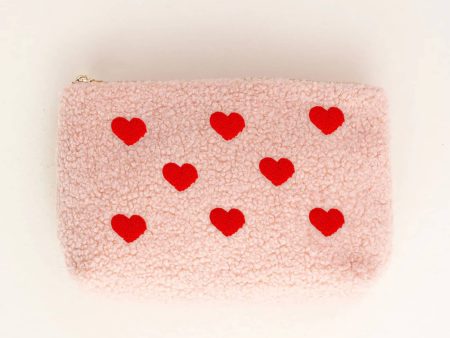 Teddy Pouch in Hearts Pink Online now