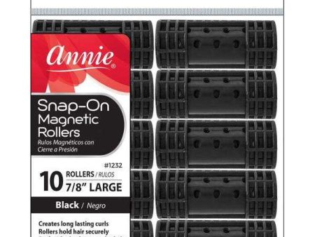 Annie Snap-On Magnetic Rollers Size L 10Ct Black Supply