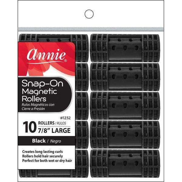 Annie Snap-On Magnetic Rollers Size L 10Ct Black Supply