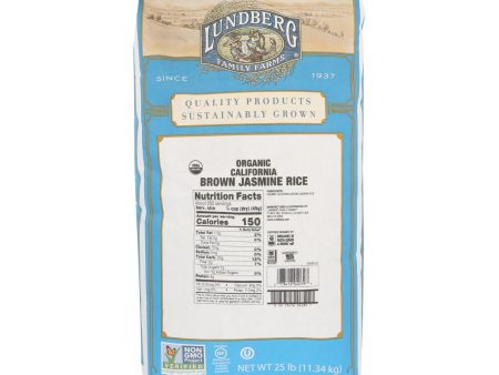 Lundberg Family Farms Organic California Brown Jasmine Rice - Single Bulk Item - 25lb Sale