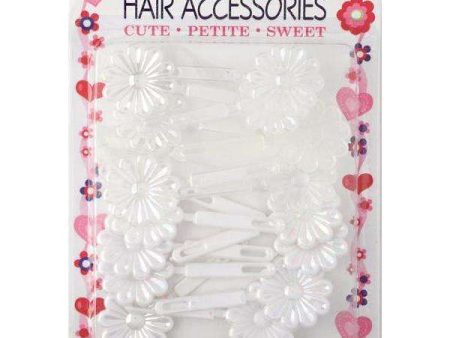 Joy Hair Barrettes Pearl White and Clear Daisy Fashion