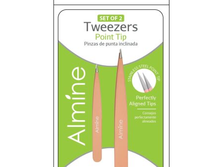 Almine Point Tip Tweezers With Rubber Coating 2pc Hot on Sale