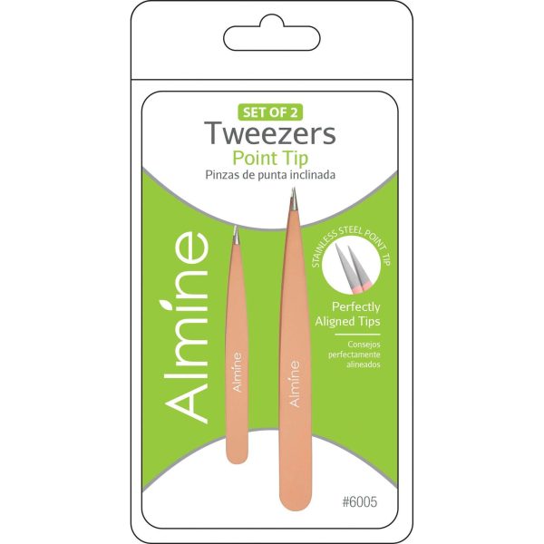 Almine Point Tip Tweezers With Rubber Coating 2pc Hot on Sale