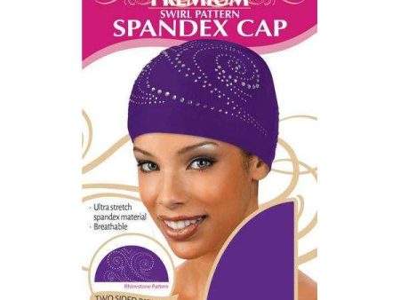 Ms. Remi 2 Side Swirling Waves Pattern Rhinestone Spandex Cap Asst Color on Sale