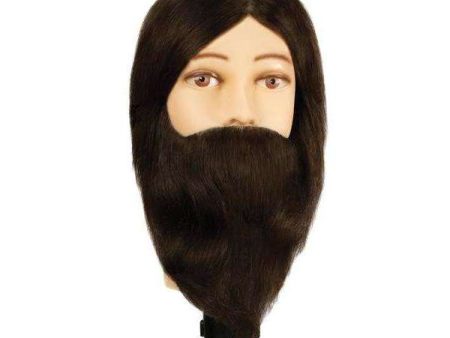 Annie Hairkins Series Male Mannequin Head with Moustache 18 Inch Aaron 100% Human Hair Cheap