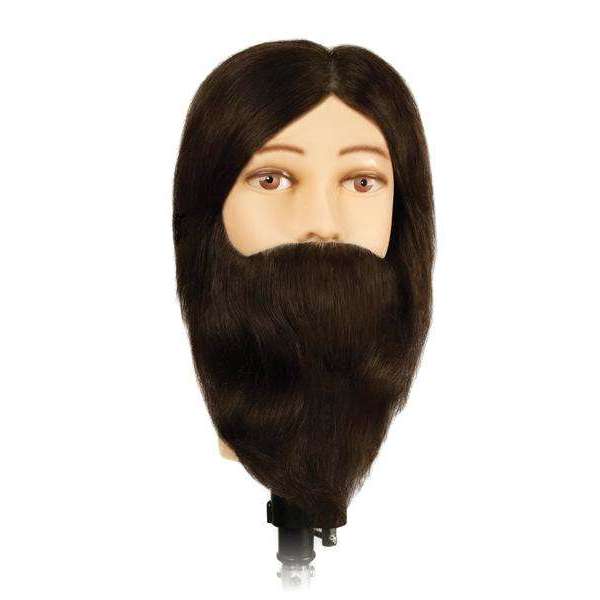 Annie Hairkins Series Male Mannequin Head with Moustache 18 Inch Aaron 100% Human Hair Cheap