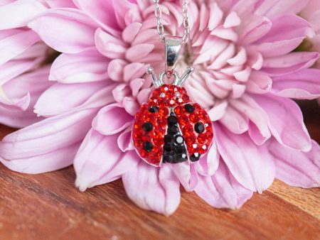 Red Crystal Ladybug Necklace Discount