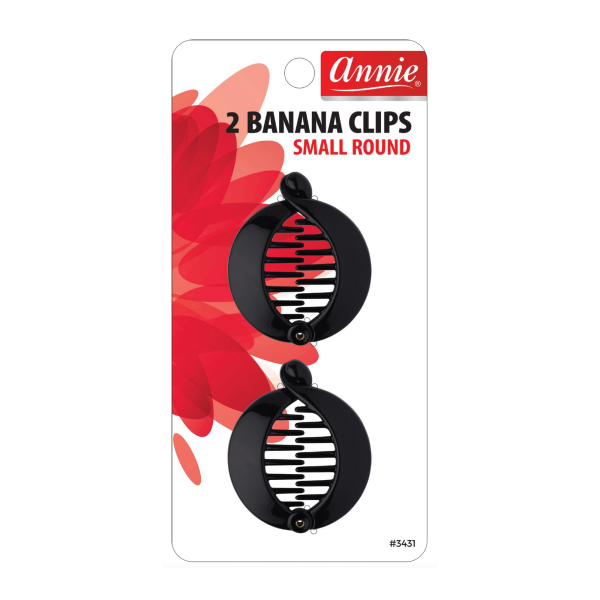 Annie Banana Clip Small Round 6.5cm 2ct Black Discount