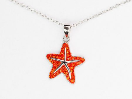 Starfish Crystal Silver Pendant Necklace Cheap