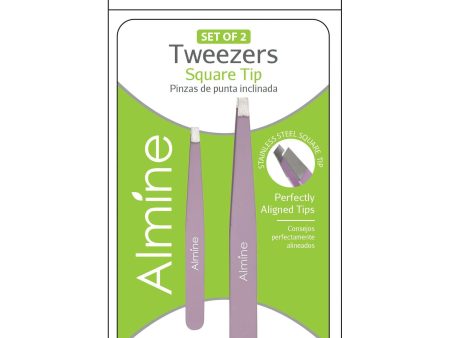 Almine Straight Tip Tweezers with Rubber Coating 2pc Purple Online