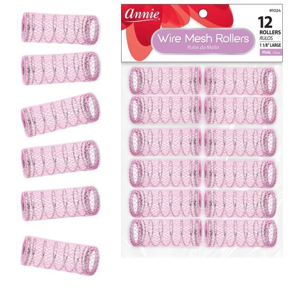 Annie Wire Mesh Rollers Large 12Ct Pink For Discount