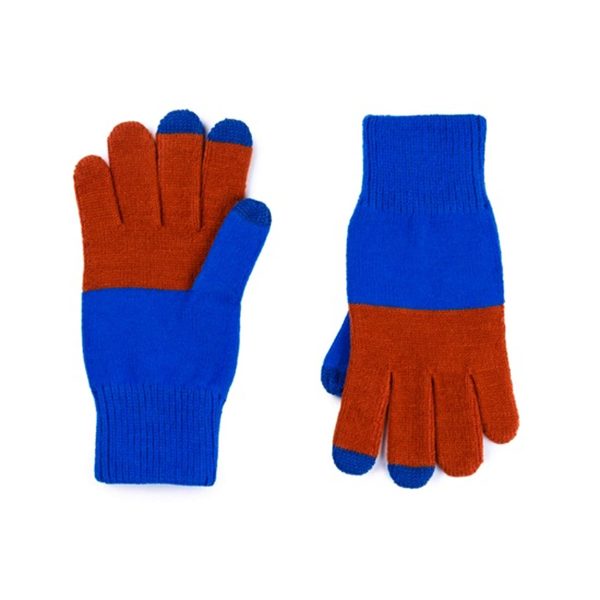 Colorblock Extra Large Touchscreen Gloves in Cobalt Rust on Sale