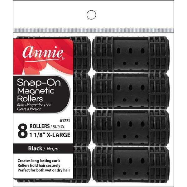 Annie Snap-On Magnetic Rollers Size XL 8Ct Black For Discount