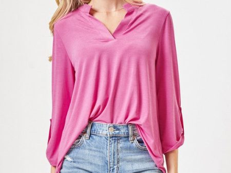 Wrinkle Free Lizzy Top-Curvy Magenta Sale