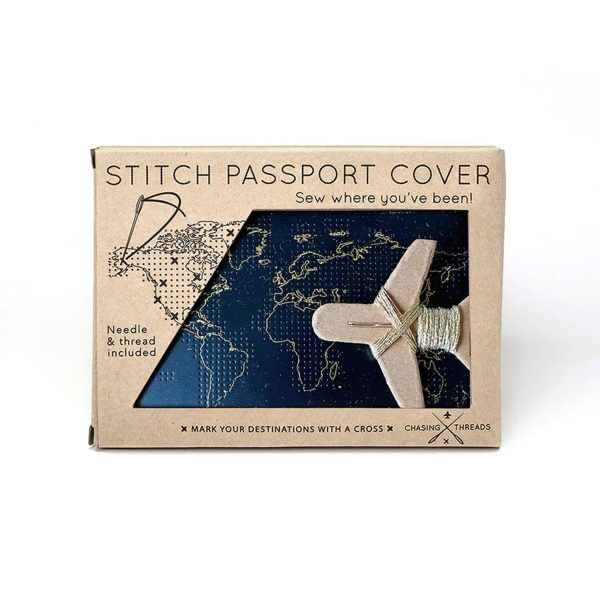 Chasing Threads Stitch Passport Cover in Black Online Sale