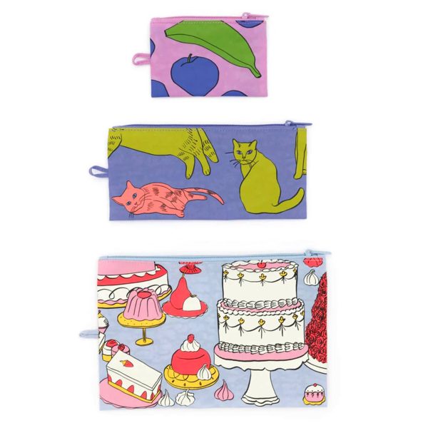 Baggu Flat Zip Pouches in Still Life (Set of 3) For Cheap